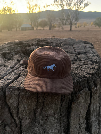 Caps By Fanny: wee horse on Walnut Cord Cap