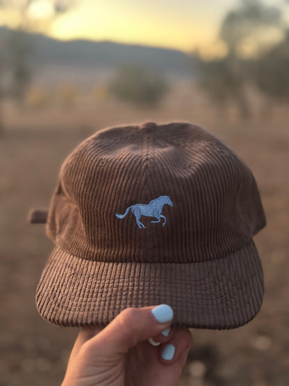 Caps By Fanny: wee horse on Walnut Cord Cap